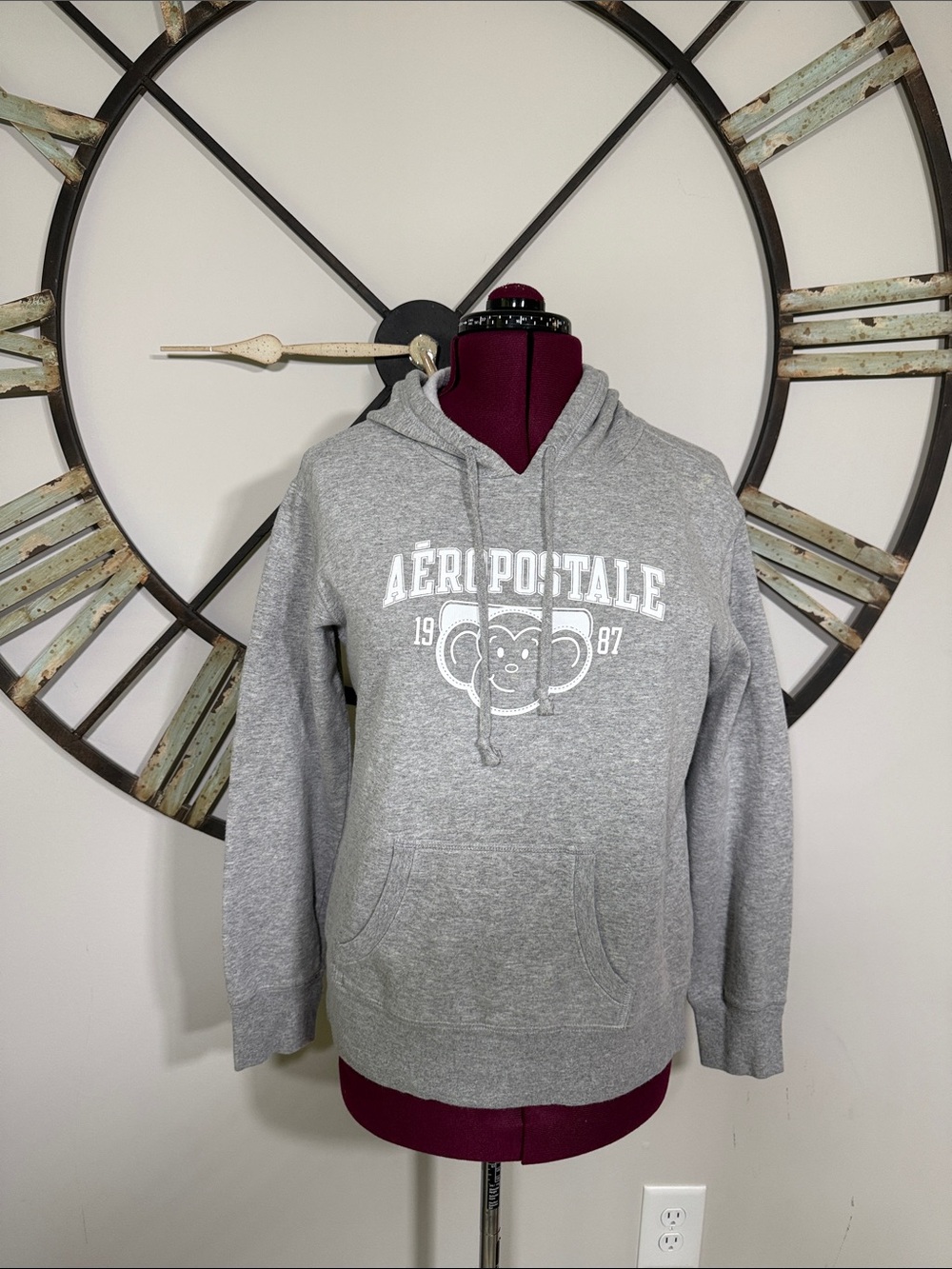 Aeropostale Gray Zip-Up Hoodie with Logo Graphic